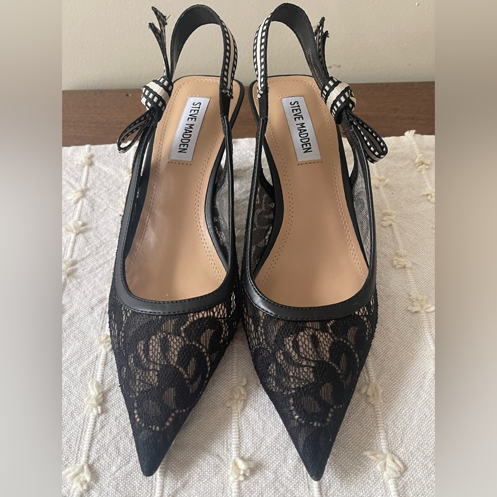 Steve Madden Black Lace Pointed Heels